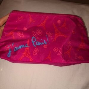 Pink Paris makeup bag